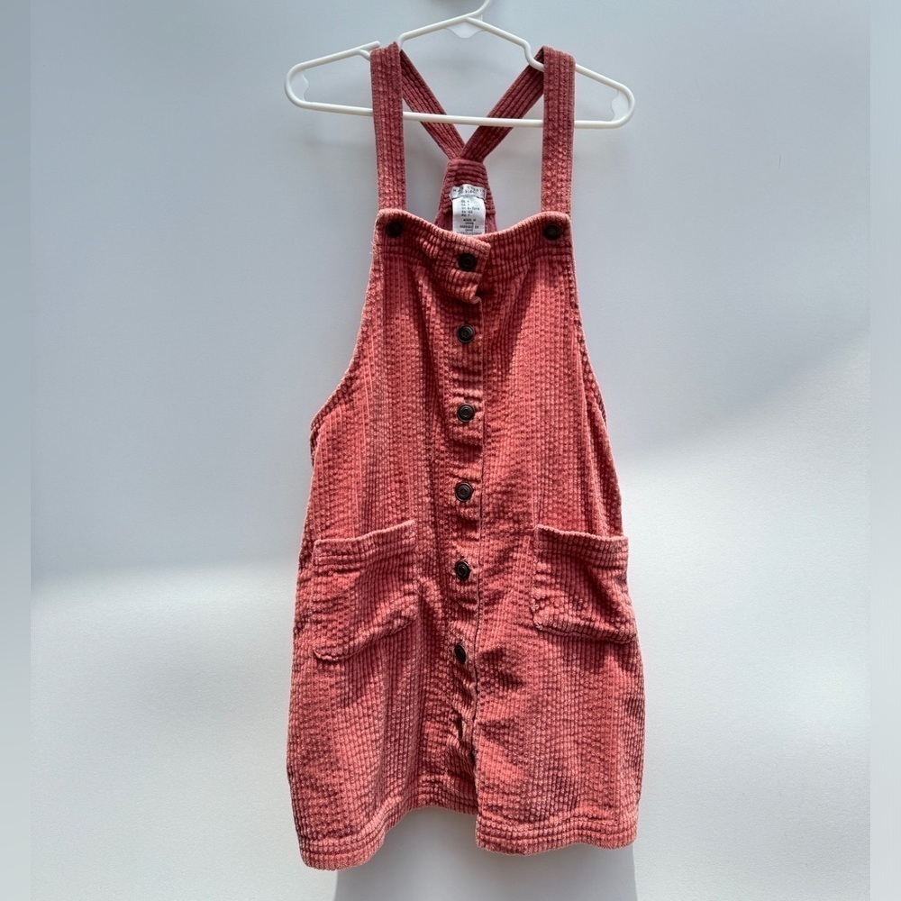 Max Studio Kids Dusty Pink Rose Corduroy Dress Button Front Romper Size 7